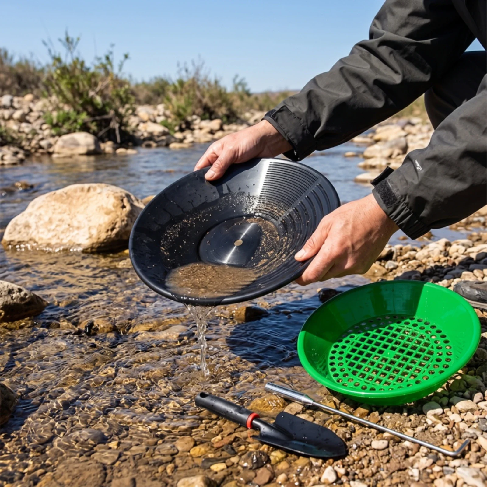 4 Pieces Gold Panning Kit With Hand Tools Portable Classifier Screen Sediment Separator Long Lasting Rugged New Pro