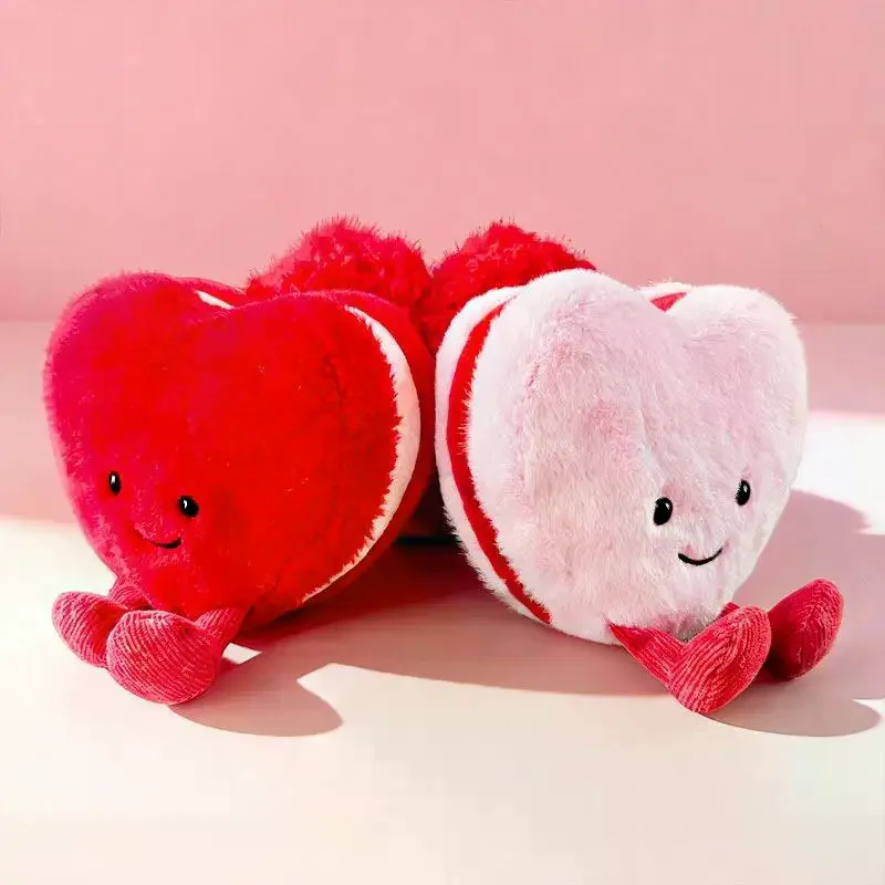 

Plush Toy Soft Heart Stuffed Adorable Smiling Red Pink Valentine Gift For Girlfriend