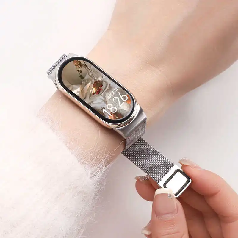 Milanese Loop Strap for Xiaomi Mi Band 10 9 8 NFC nless Steel Correa Bracelet Xiaomi Smart Band 10 9 8 Straps Accessories image 5