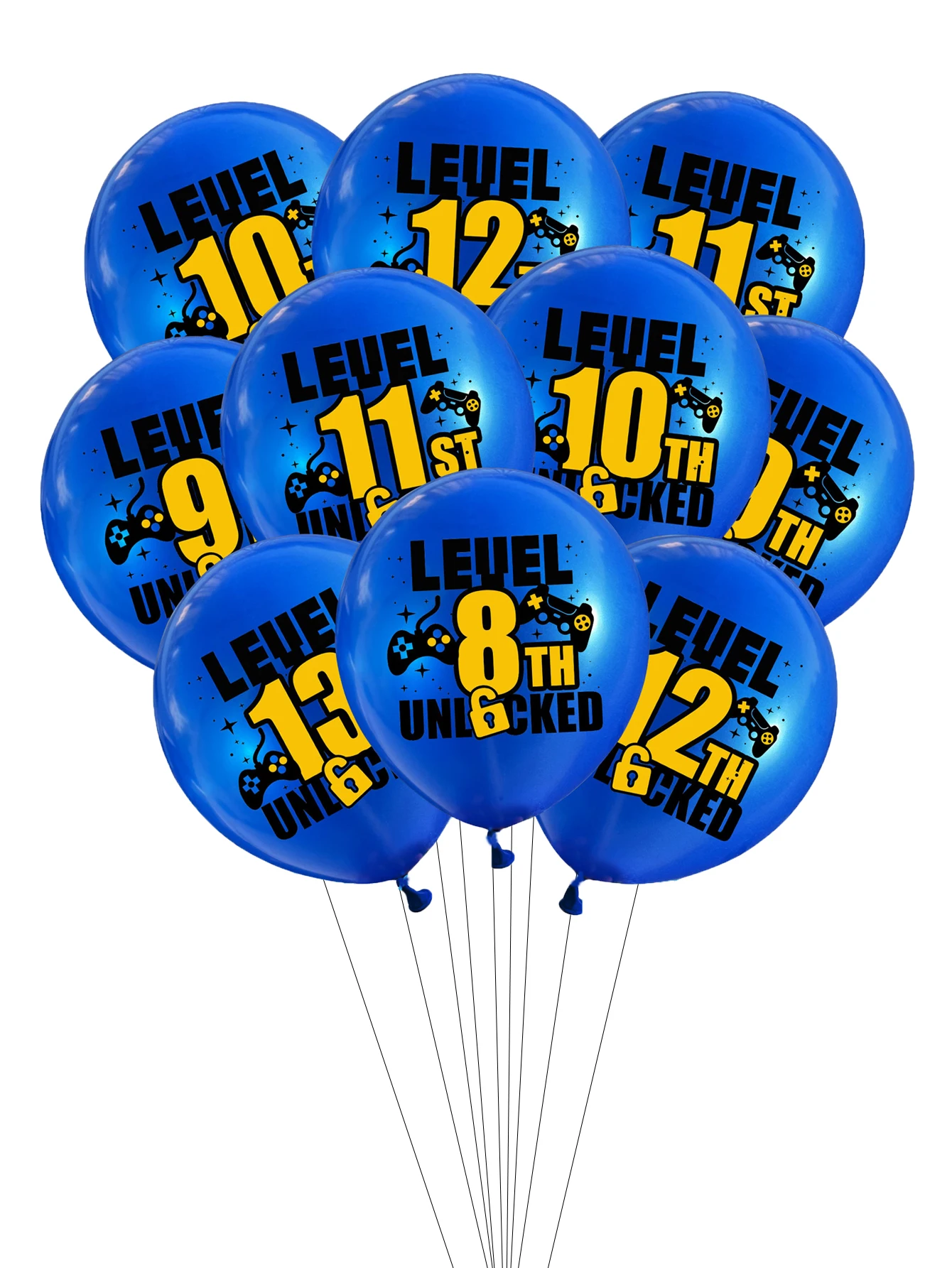 10pcs 12inch Blue Gamepad Number Latex Balloons 8th to 13th Birthday Game on Figure Theme Balloon Birthday Party Decorations