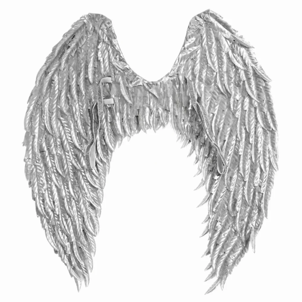 Solid Color Fallen Angel Costume Accessories Metallic Silk Texture with Adjustable Strap Feather Angel Wings Fancy Dress Style