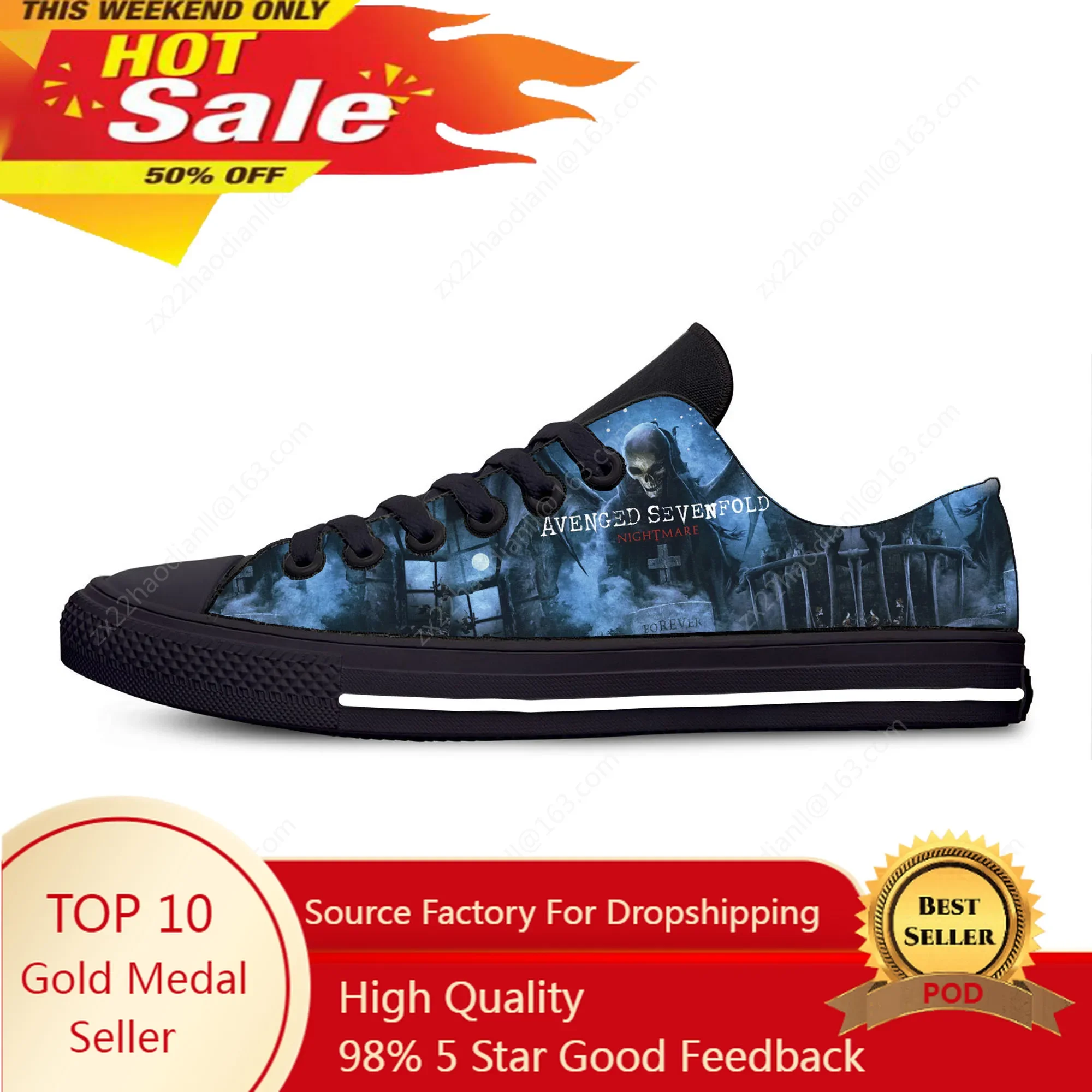 

Avenged Sevenfold A7X Low Top Sneakers Mens Womens Teenager Casual Shoes Canvas Running Shoes 3D Print Lightweight shoe Black