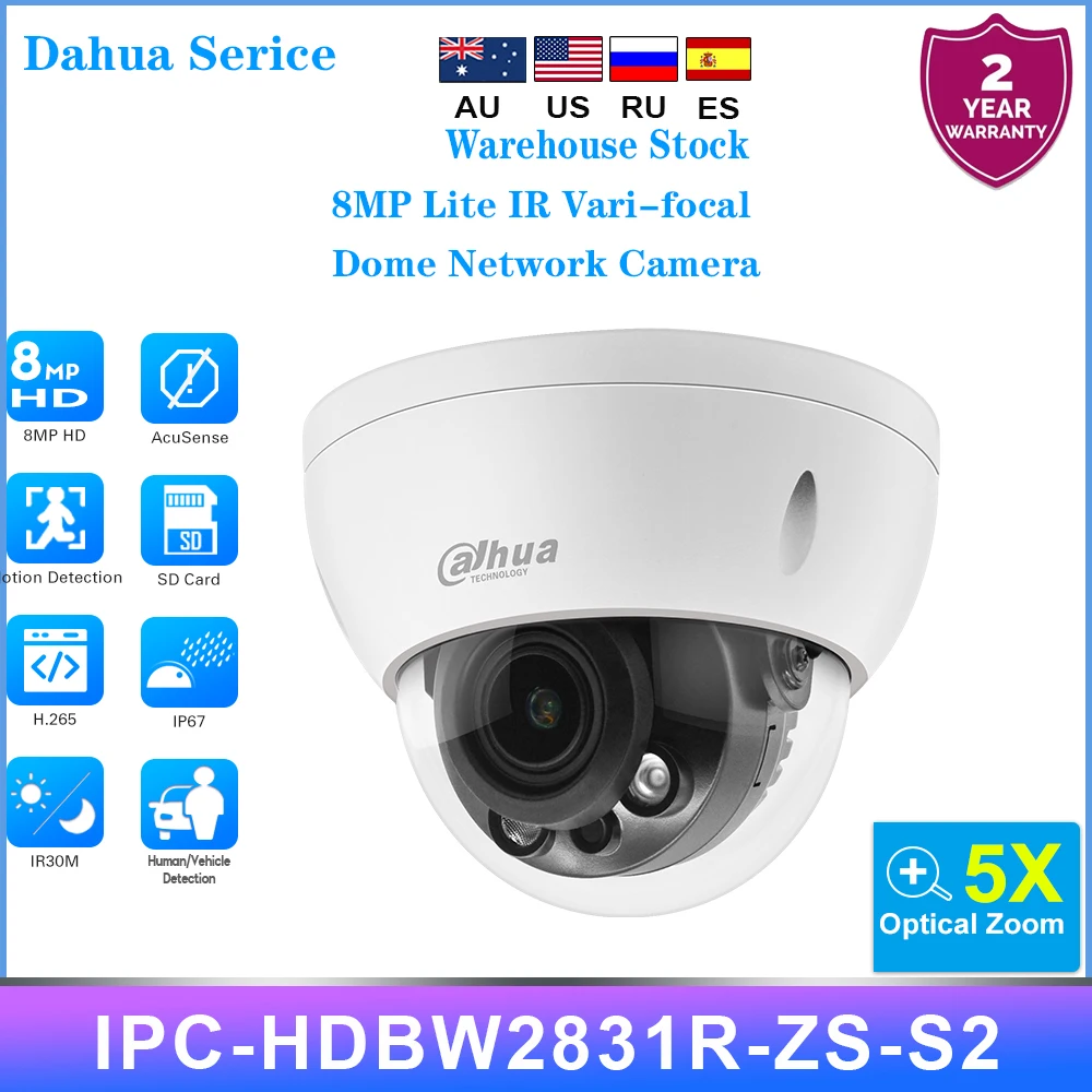

Dahua Serice IPC-HDBW2841R-ZS 8MP 4K 2,7-13,5 мм 5-кратный зум WizSense Сетевая IP-камера с поддержкой POE ИК Встроенный микрофон Слот SD SMD Plus IK10