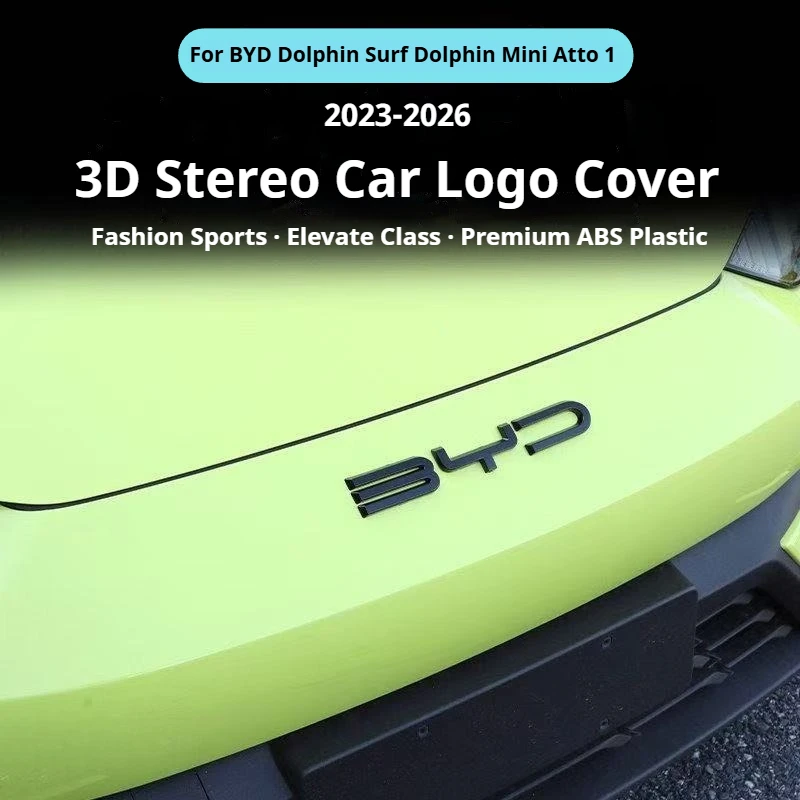 

For BYD Atto 1 Dolphin Surf Dolphin Mini Car Black Front Badge Sticker No Drill Black Rear Emblem Black Warrior Car Modification