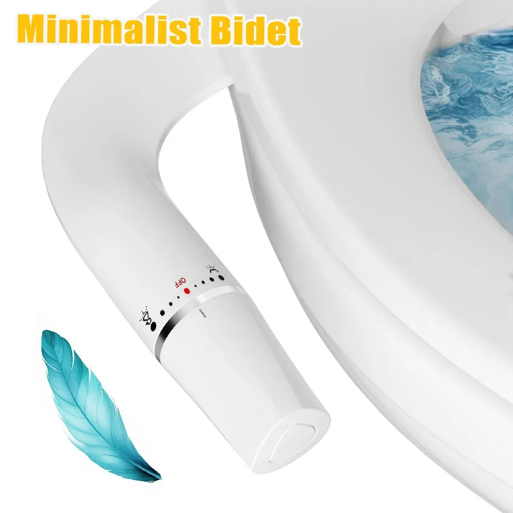 Bidet Ultra Slim Dual Nozzle Self Cleaning Adjustable Water Pressure Front Rear Feminine Wash Smart Toilet Attachment