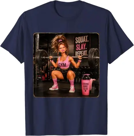 Lustiges Fitness-T-Shirt mit Meme-Humor: Ekelhaftes Gym-Girl, Y2K-Puppen-Gesicht, Damenmode, Gewichtheben-Grafik, Baumwollbekleidung – Detail 17