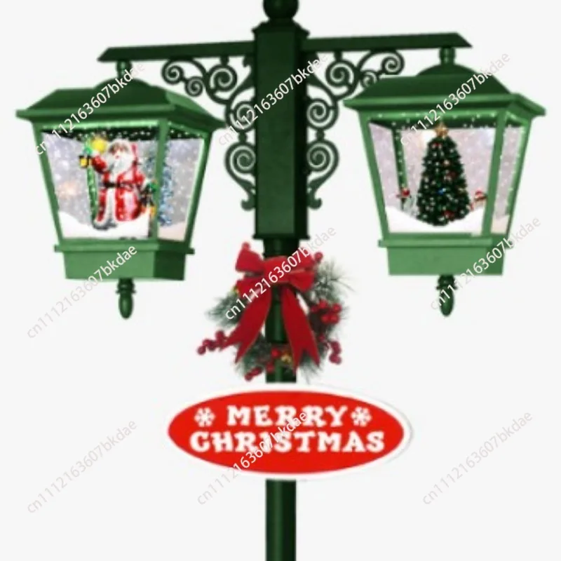 Hot Selling Christmas Snowfall Street Lamp Music Decoration European Style Holiday Ornament for Mall Hotel Scene Setup