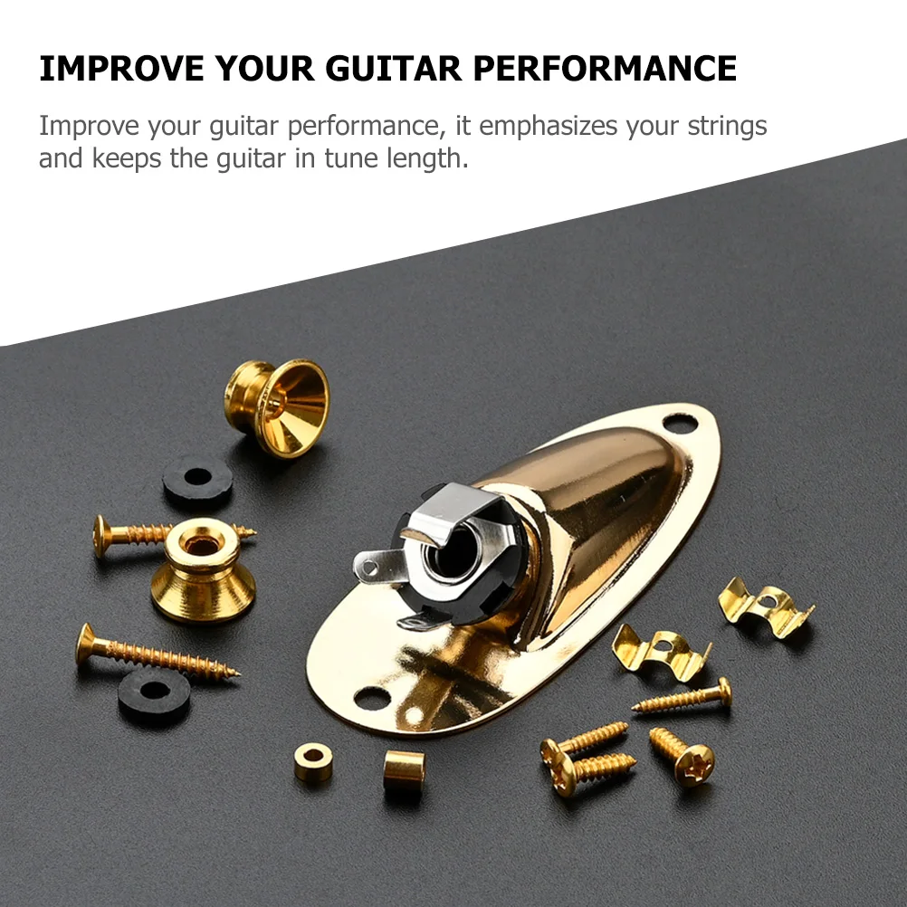 

1 Set Electric String Retainers Metal Durable Accessories Anti-Off Strap Button Jack Socket Plate Belt Buckles Bass Strap Nail