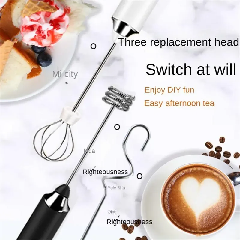 Ahvied Ei Klopper Verwisselbare Roerkoppen Handheld Elektrische Melk Schuimer Koffiemixer Kloppers Usb/Batterij Aangedreven Mini Blender