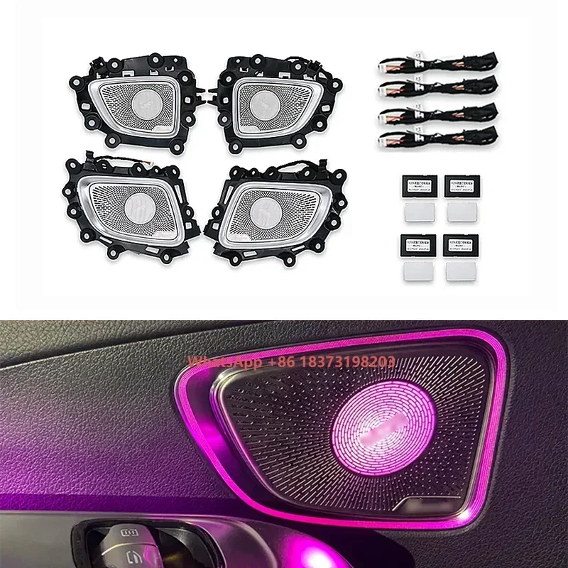 

Новая 64-цветная светодиодная металлическая накладка на динамик для Mercedes-Benz C-класса W206 2022 года, декоративная лампа для интерьера автомобиля, подсветка аудиосистемы, комплект для модернизации