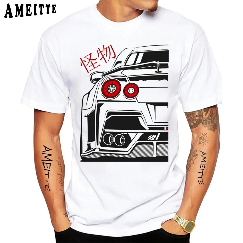 Skyline R34 GTR Line Art Classic T-Shirt Summer Men Short Sleeve Japan Style Silvia S13 Car Print Casual T Shirt Boy White Tees - view 4