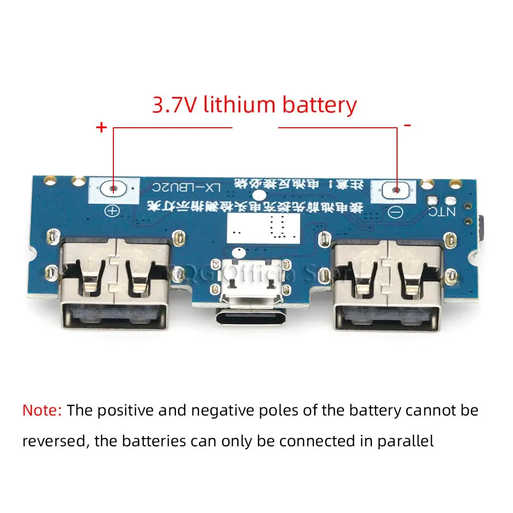 Placa de cargador de batería de litio, módulo de carga 18650, USB Dual, 5V, 2.4A, Micro/tipo-c