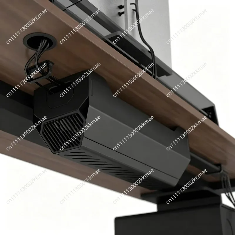 No-Drill Under-Desk Cable Organizer, Hidden Power Strip & Wire Management Rack for Computer Desk