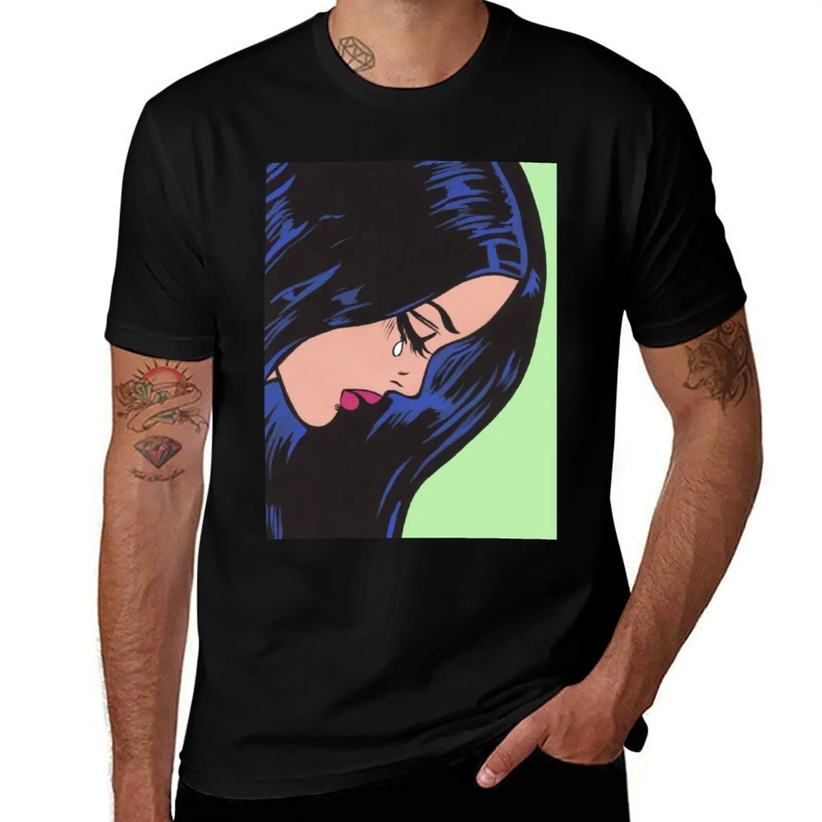 Crying Comic Girl T-Shirt Labor Work Casual T-Shirt