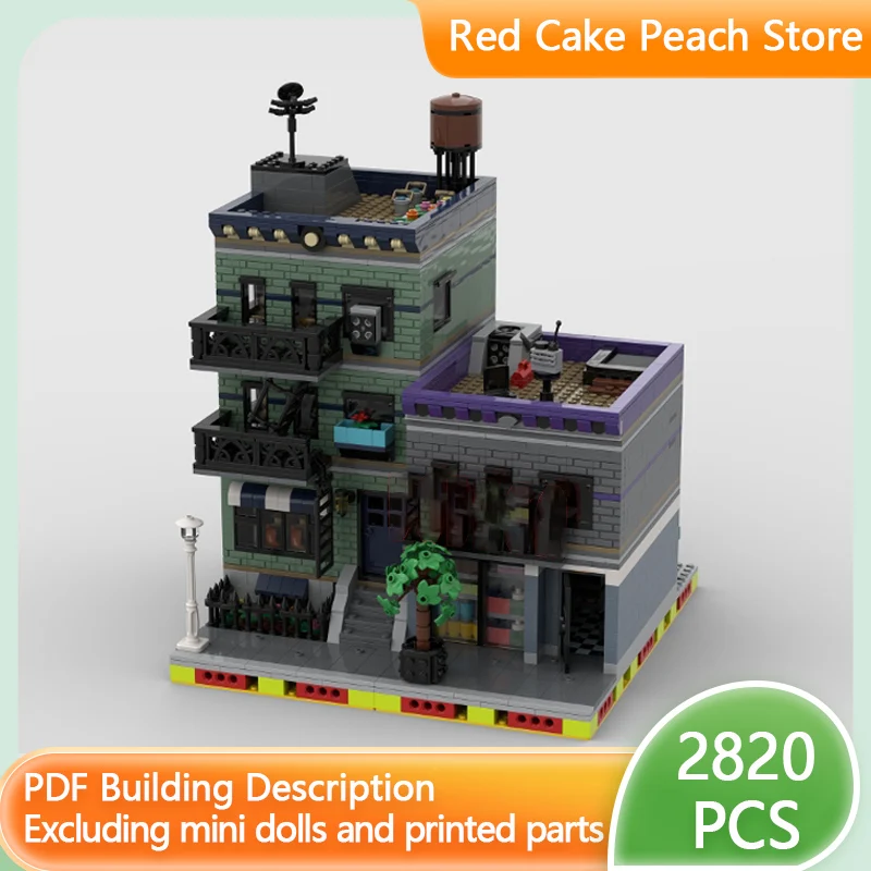 

City Street View Model MOC Building Bricks Bodega And Apartments Modular Technology Children Holiday Gifts Assemble Toys Suit