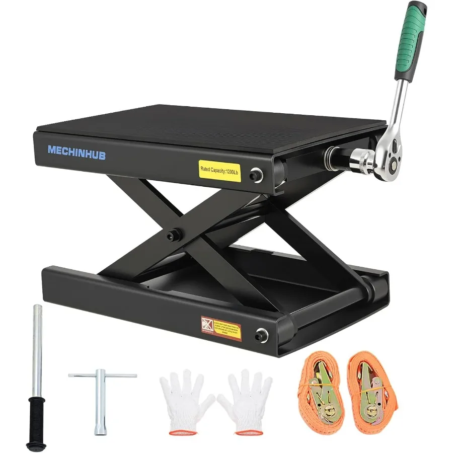 

1200 Lbs Capacity Steel Scissor Jack for Motorcycle Repair and Maintenance Adjustable Height Range from 4 to 14.17 Inches Durab