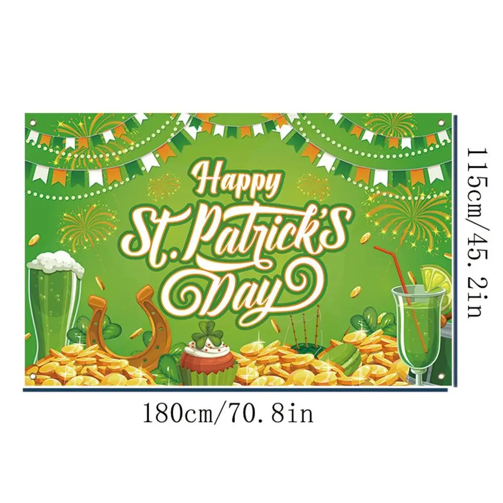 Green St. Patrick's Day Photography Backdrop Polyester Celebrate Happy St. Patrick’s Day Background Festive