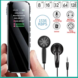 128GB Digital Voice Recorder With 1536KBPS Recording Noise Reduction Record with Playback MP3 Music Player Activated Record 2025