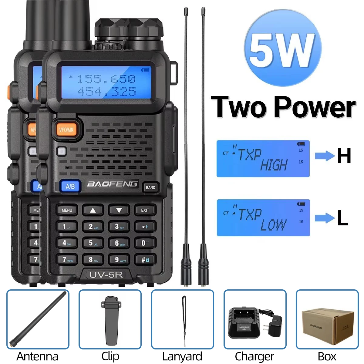 1/2 Stuks Baofeng Uv 5r 5W 8W Walkie Talkie Ham Cb Radio Lange Afstand Dual Band Vhf Uhf Fm Transceiver Tweeweg Radio Uv5r K5 Plus