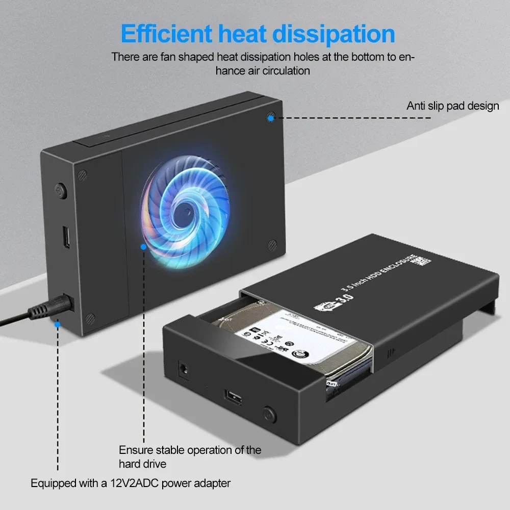 HDD Case 3.5 2.5'' SATA to USB 3.0 Adapter External Hard Drive Enclosure Reader for SSD Disk HDD Box Case HD 3.5 HDD Case for PC