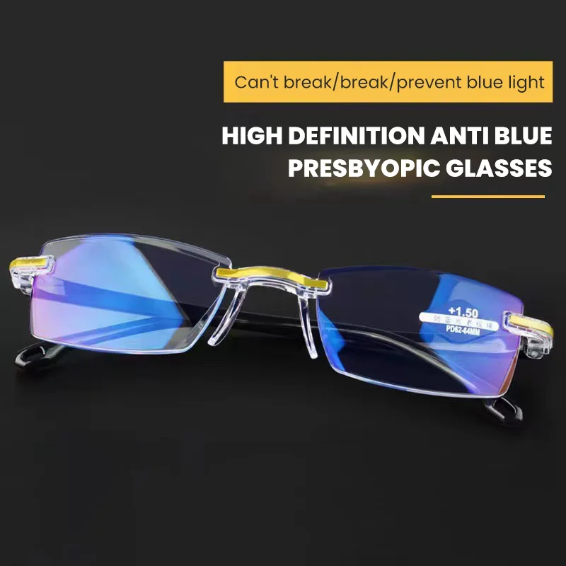 Fashionable Minimalist Zoom Smart Farsightedness Glasses Blue Light Glasses Men'S Gold Framed Smart Glasses Presbyopia Glasses