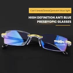 Gafas de visión inteligente con Zoom minimalista para hombre, lentes de luz azul con marco dorado, gafas inteligentes para presbicia
