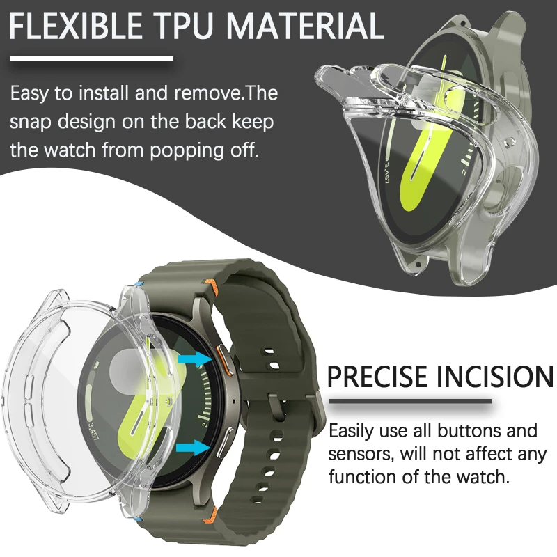 5pcs TPU Case for Samsung Galaxy Watch 7-6-5-4-FE 40mm 44mm Full Protection Cover Silicone Bumper Screen Protector Accessories image 6