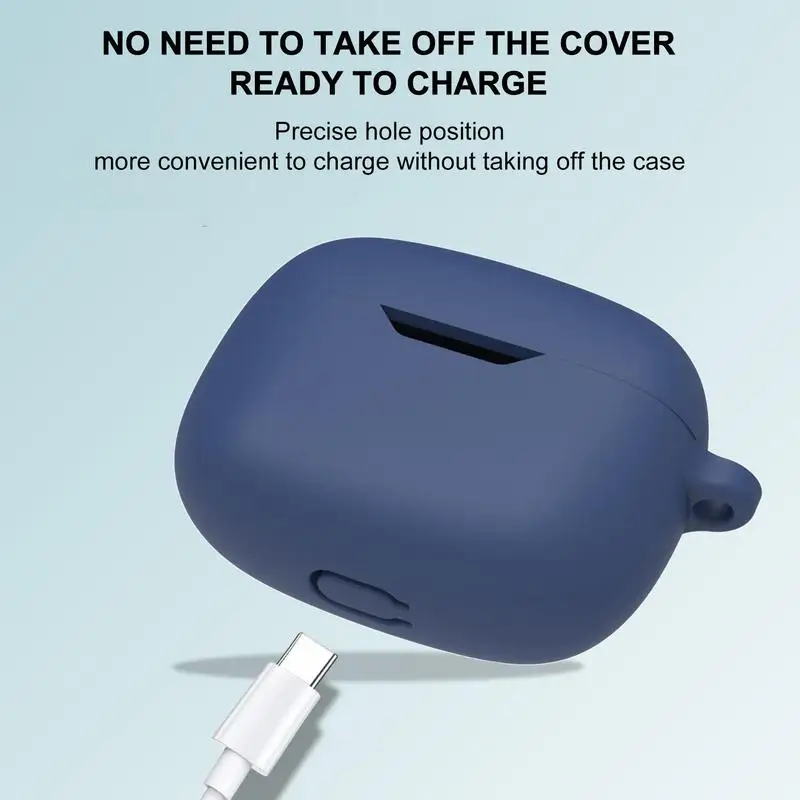 Case For JBL Wave Beam Earbuds Silicone Earphones Cover Anti-Drop Protective Shell For Blue Tooth Headphones With Carabiner - Image 5