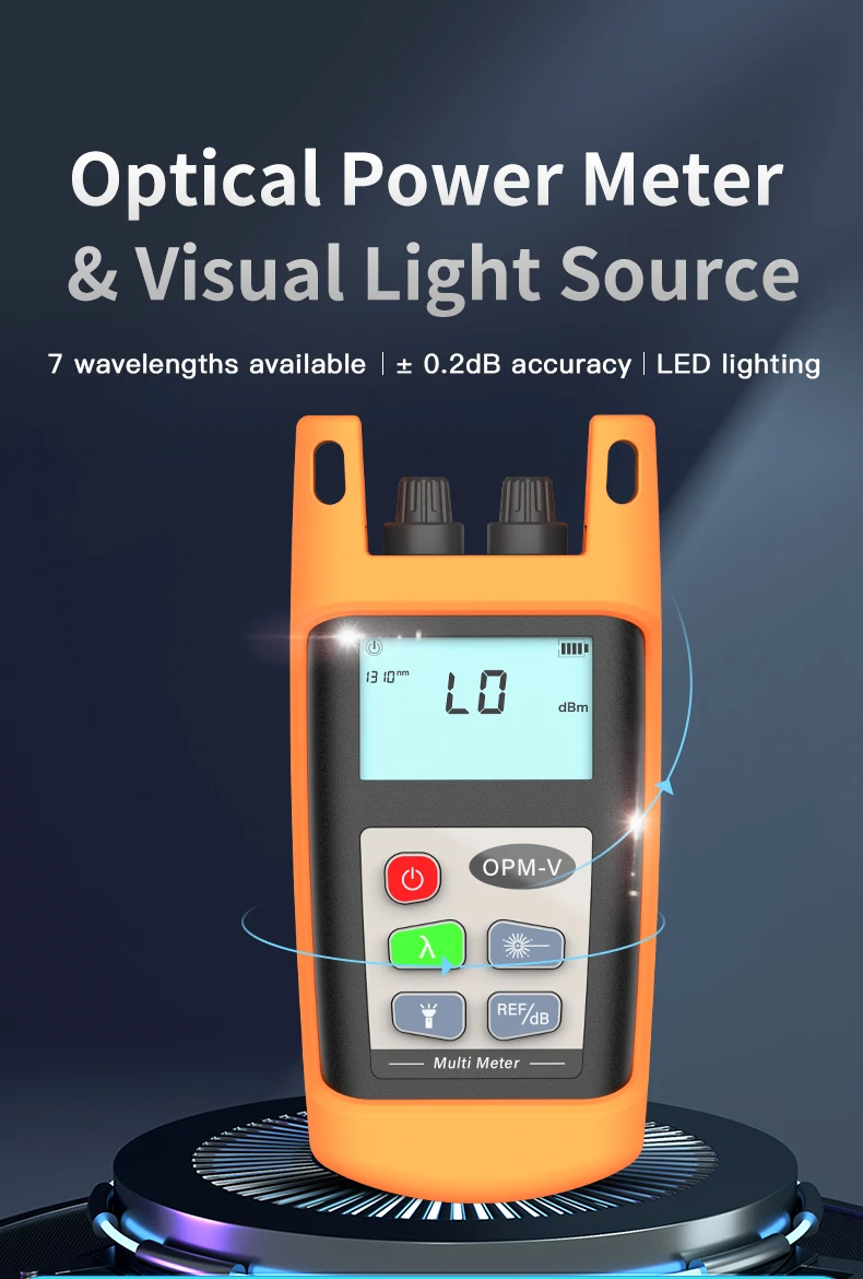 Optical Power Meter with VFL, 10MW, 7 Wavelengths of Fiber, Multi Meter Visual Fault Light