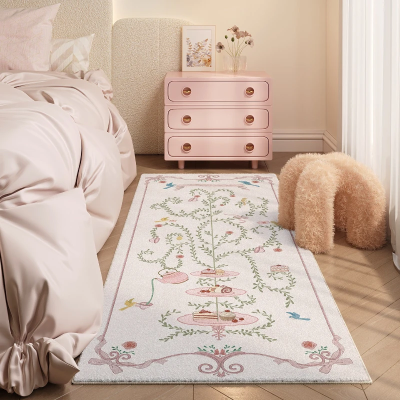 French Style Carpets for Living Room Fluffy Soft Bedroom Decor Carpet Thick Plush Bedside Floor Mat Washable Study Anti-slip Rug