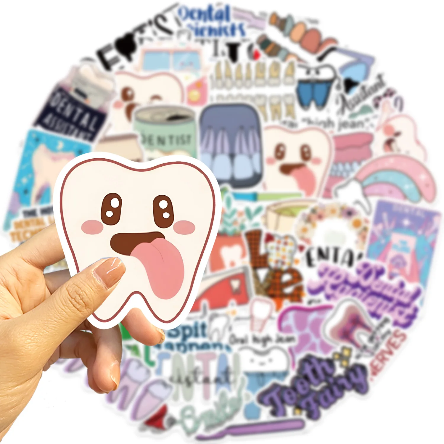 50pcs Dental Dentist Cartoon Graffiti Stickers Phone Guitar Laptop Notebook Suitcase Water Bottles Waterproof Sticker Gift