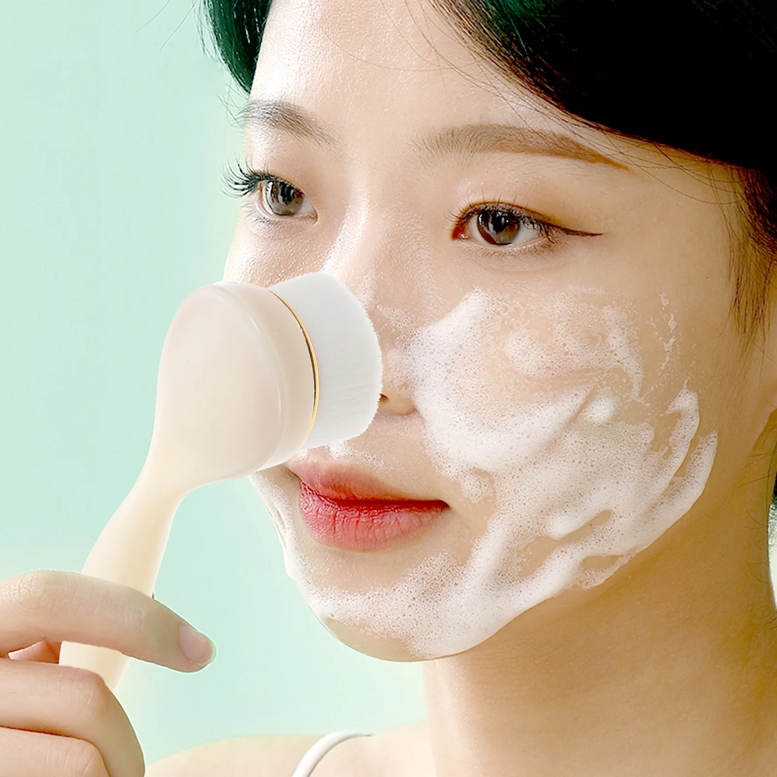 

Face Cleaning Brush Long Handle Pore Cleansing Tool Exfoliating Facial Wash Brush For Deep Cleaning Gentle Massage Women