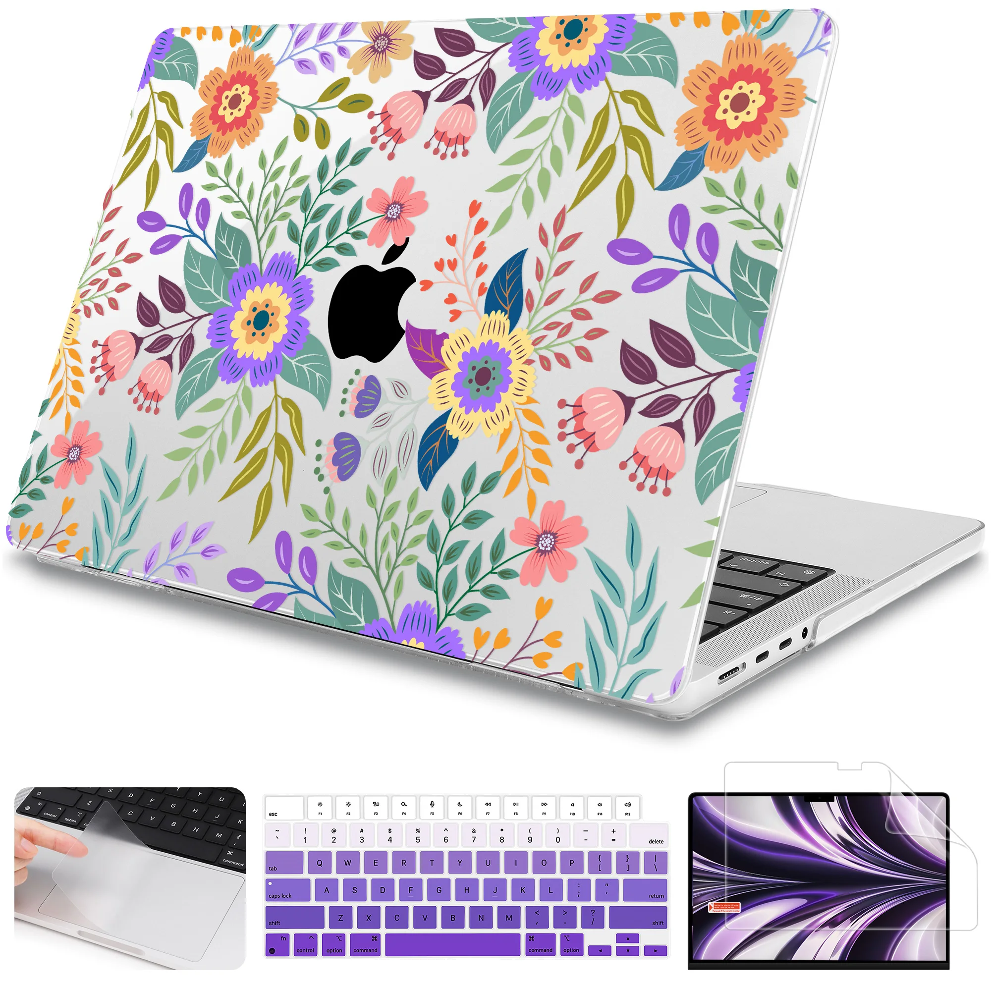 Чехол с цветочным узором для MacBook