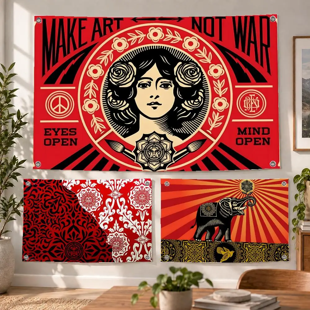 Anime Art Shepard Fairey Flags Decorative Flag Banner Indoor Bedroom Dorm Gaming Room Wall Party Club Decor Fan Gift