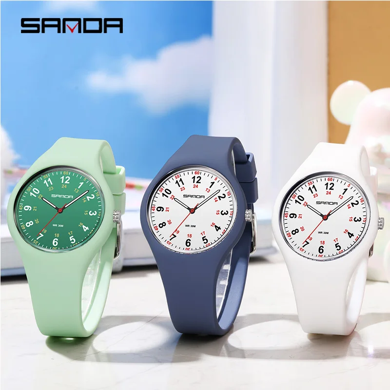 SANDA-Reloj de silicona para mujer y niño, pulsera de cuarzo con dibujos animados, regalo