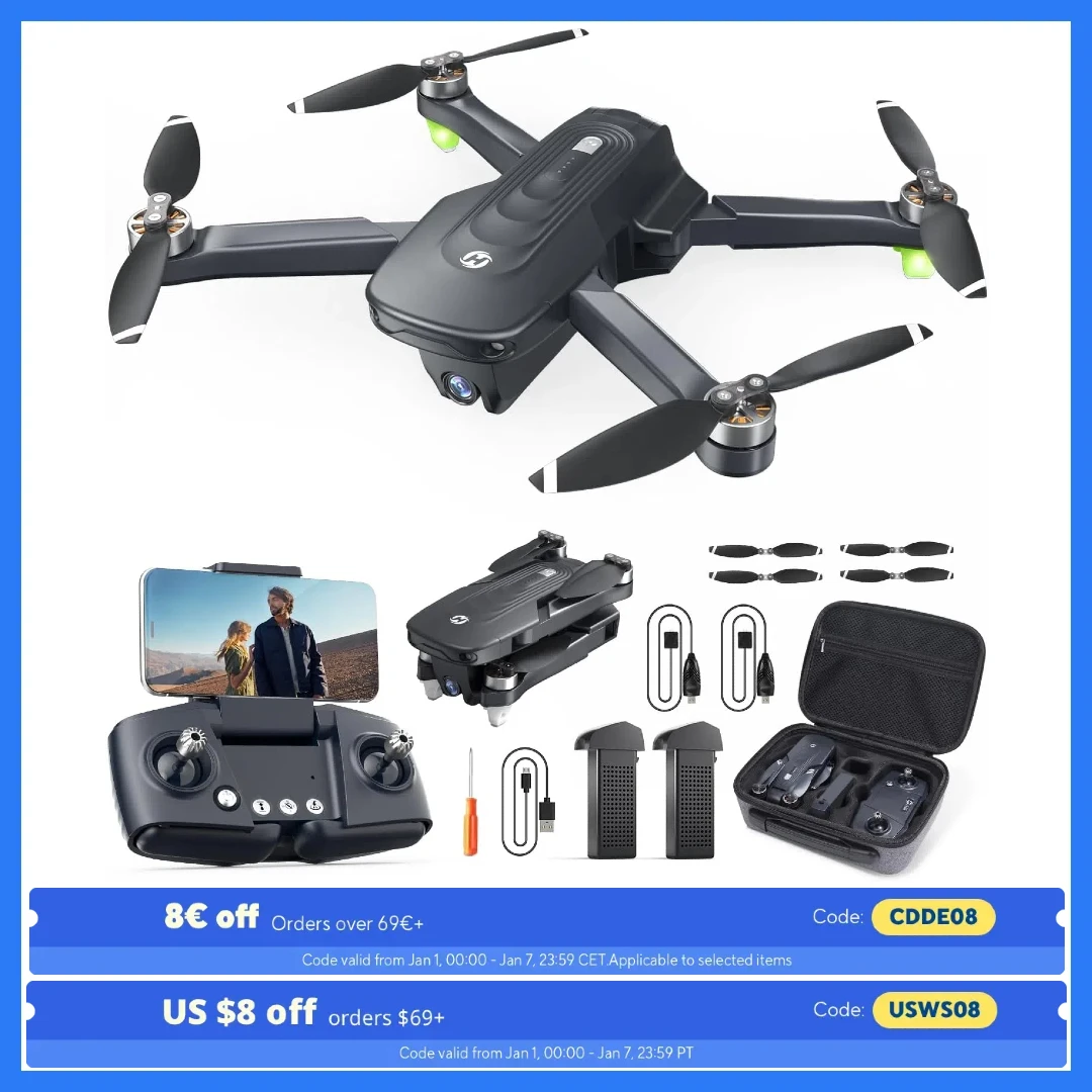 Holy Stone HS175D 4K Camera Drone: Foldable, GPS, 46 min flight, headless mode, altitude hold, circle fly,C0.