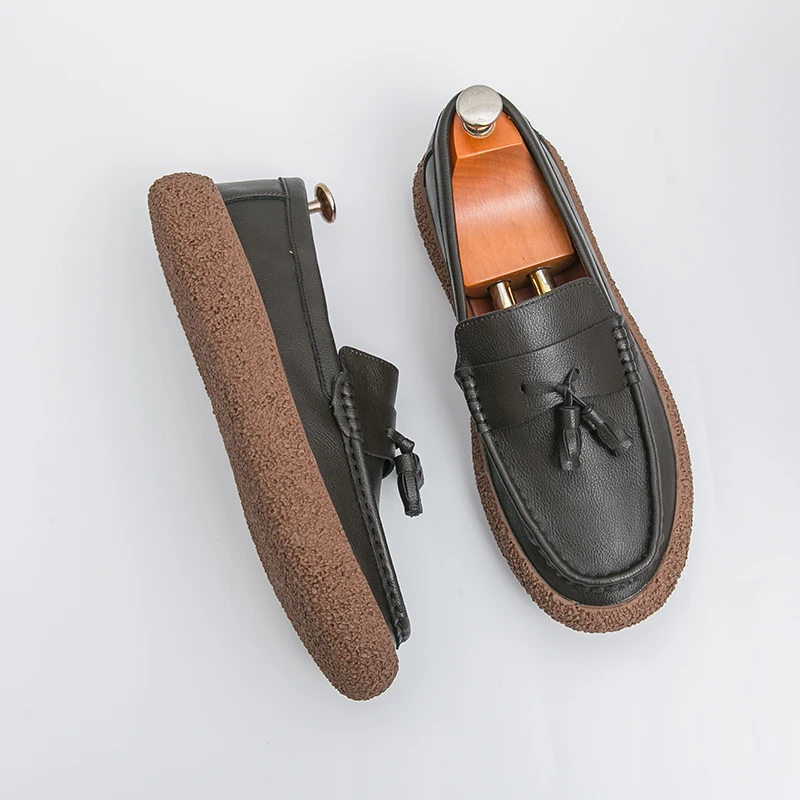 الرجال أحذية جلدية بدون كعب تدليك باطن الكورية نمط العصرية الرجال العمل حذاء رسمي مسطحة القاع التنقل حذاء فاخر تنوعا