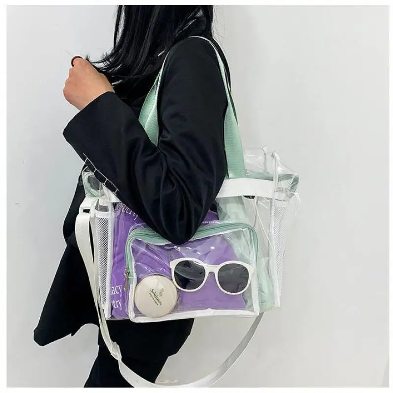 Simple Perspective Handheld Single Shoulder Crossbody Bag for Students Large Capacity Makeup Bag for Women