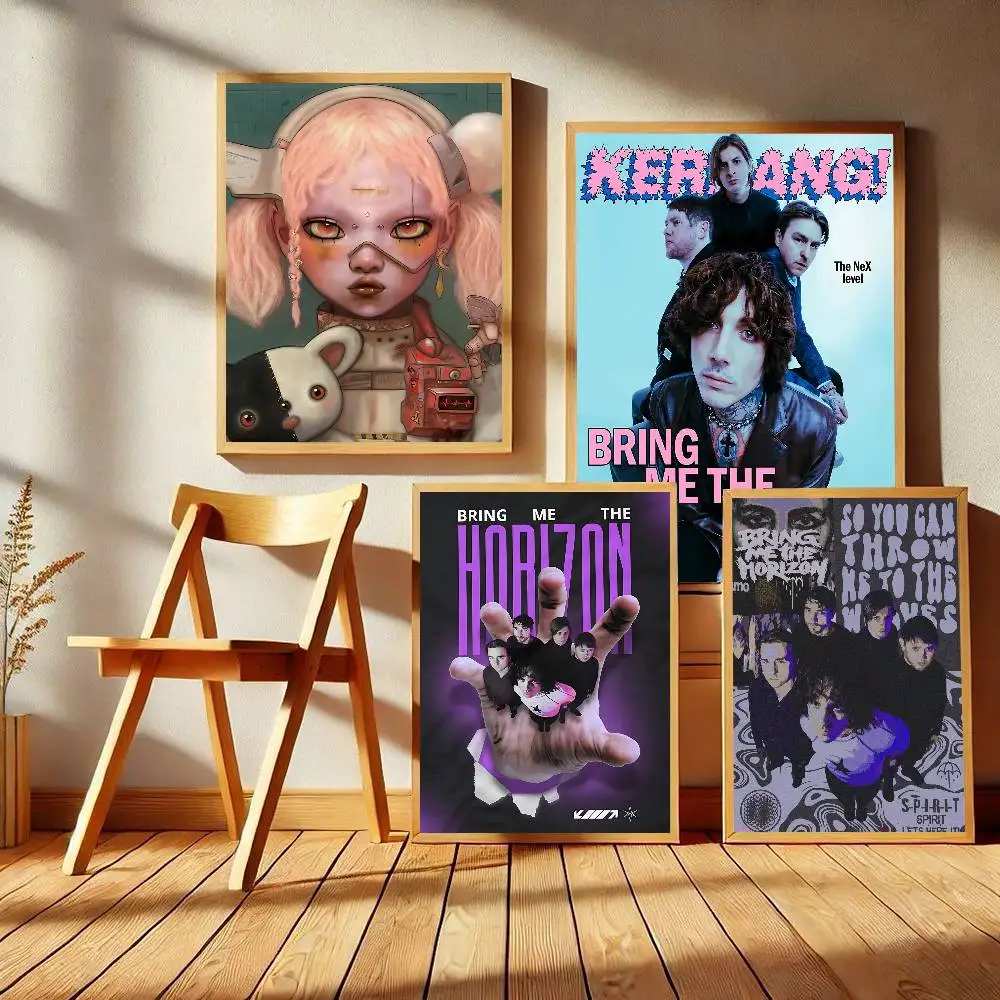 Rock Band B-Bring M-Me The H-Horizon  Whitepaper Poster Waterproof Paper Sticker Coffee House Bar Aesthetic Art Wall Painting