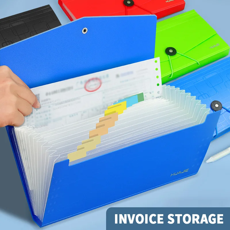 HUAJIE Receipt Invoice Organizer Folder, Multi-Layer Accordion File Bag with Labels, Small Bill Storage Binder for Office Home