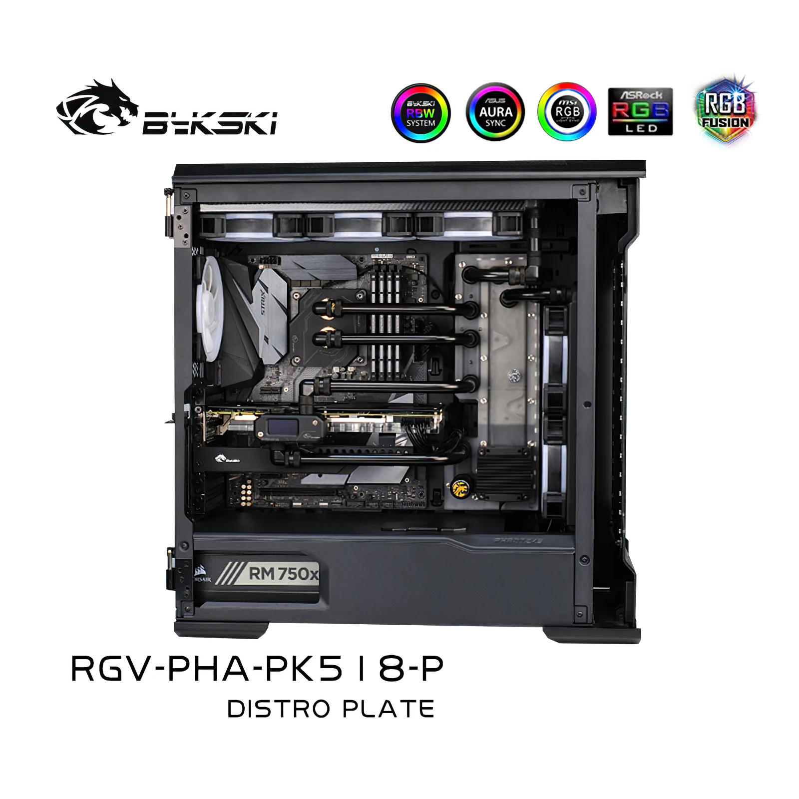 

Комплект Distro Bykski с водяным охлаждением для Phanteks PK518/600S P500/600A, корпус, процессор, графический процессор, RGB RGV-PHA-PK518-P