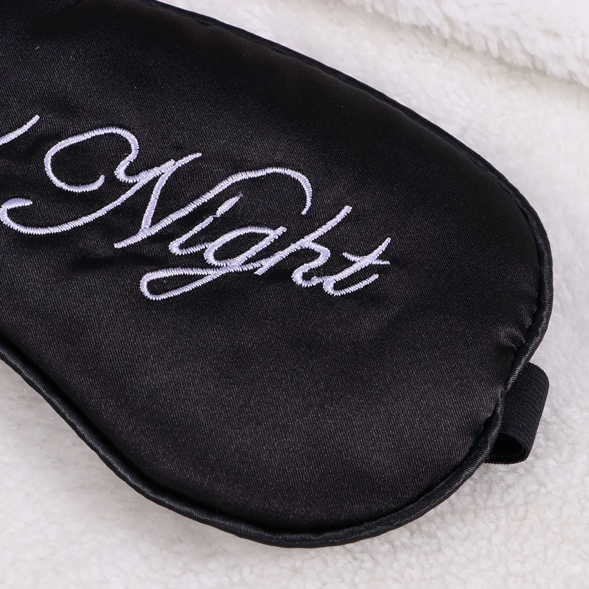 

Sleep Eye Mask Black Embroidery Large Silk Blindfold For Women Men Kids Adjustable Soft Lightweight Comfortable Travel
