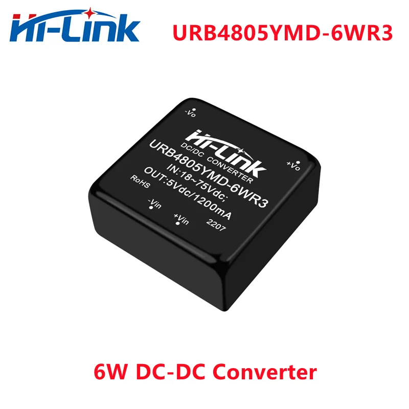 

Hi-Link Original New DCDC Step Down Power Supply Module 6W 48V(18-75Vdc) to 5V 1200mA DC-DC Isolated Converter URB4805YMD-6WR3