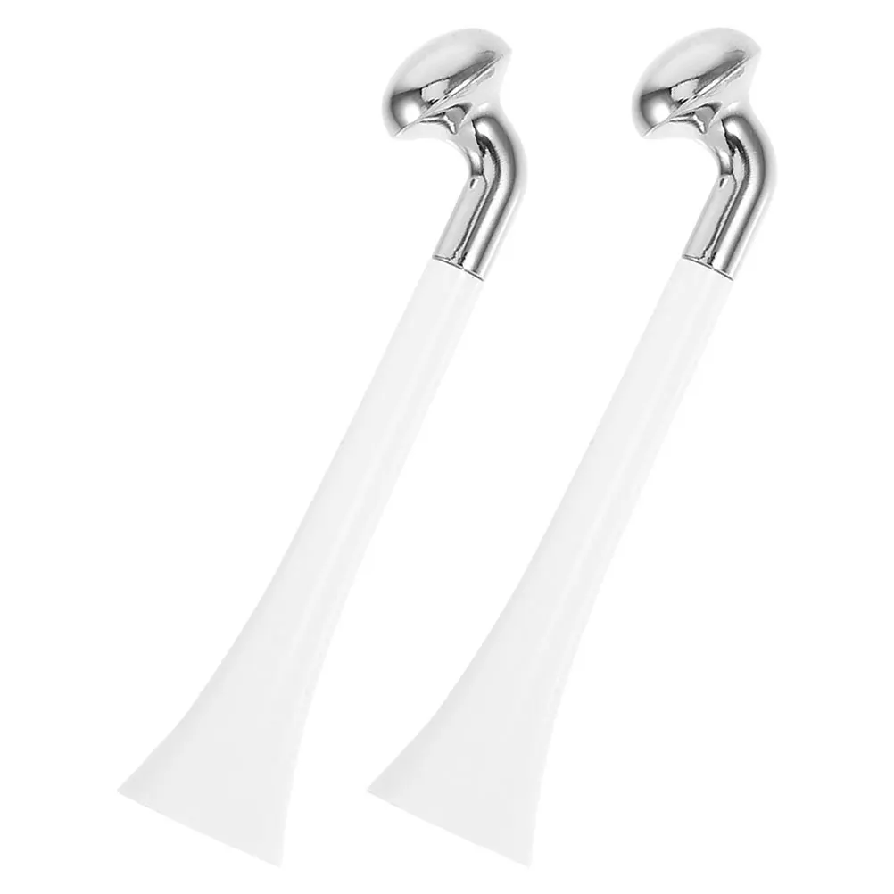 2 個の交換用ヘッド顔用耐久性のある金属アイクリームアプリケータースティック強化吸収ローラーツールアイケア