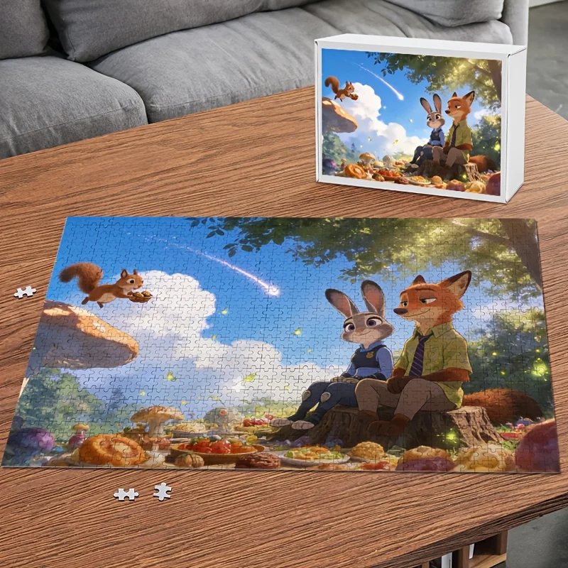 1000 pièces de puzzle Disney Crazy City Judy Hopps & Nick Wilde - Défi pour adultes, jeu d'anniversaire, divertissement familial, sur le thème de Zootopia