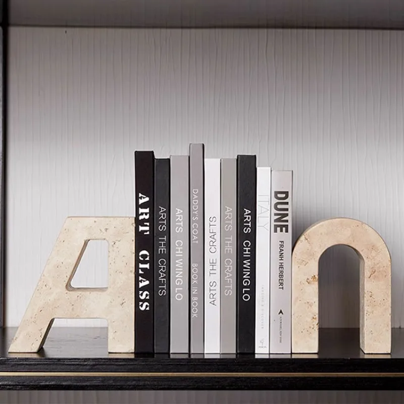 Light luxury modern high-end model room study bookcase decoration office living room TV cabinet soft decoration