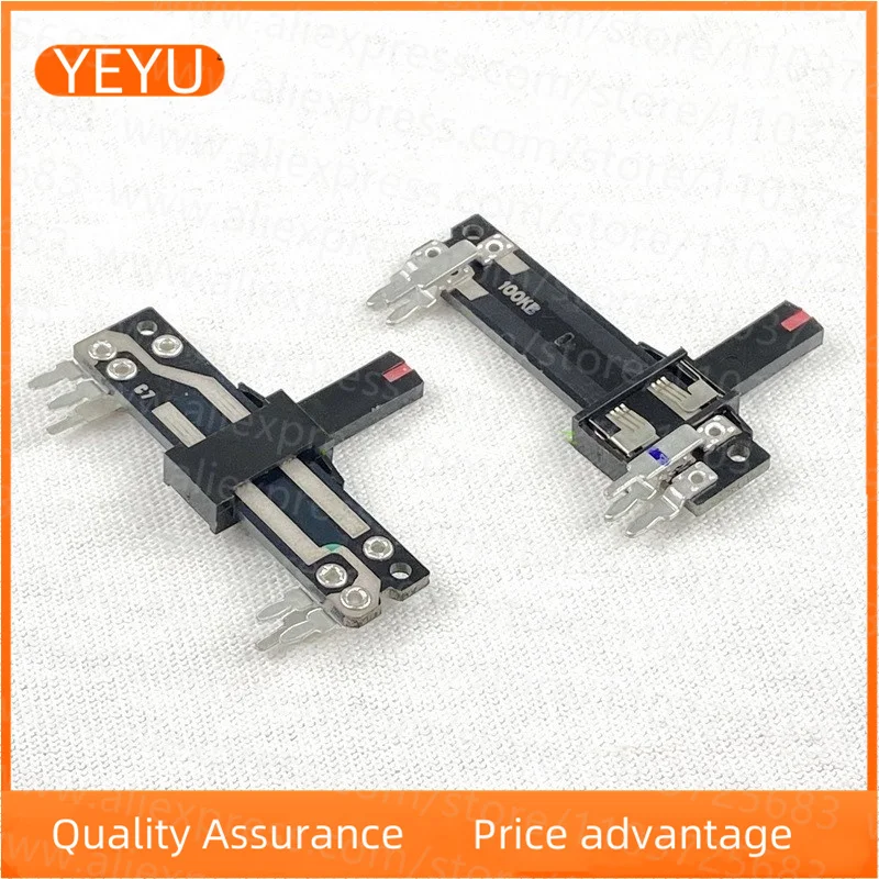 2PCS 40mm 6-pin Dual Straight Slide Fader B100K Mixer Light Volume Potentiometer Travel 20mm With Midpoint