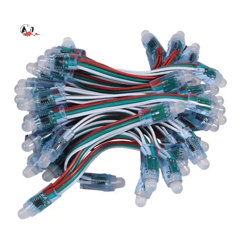 A10E-50Pcs WS2811 RGB LED Pixels Light Individually Addressable 12Mm Diffused Digital Full Color LED Pixel Module Light DC12V