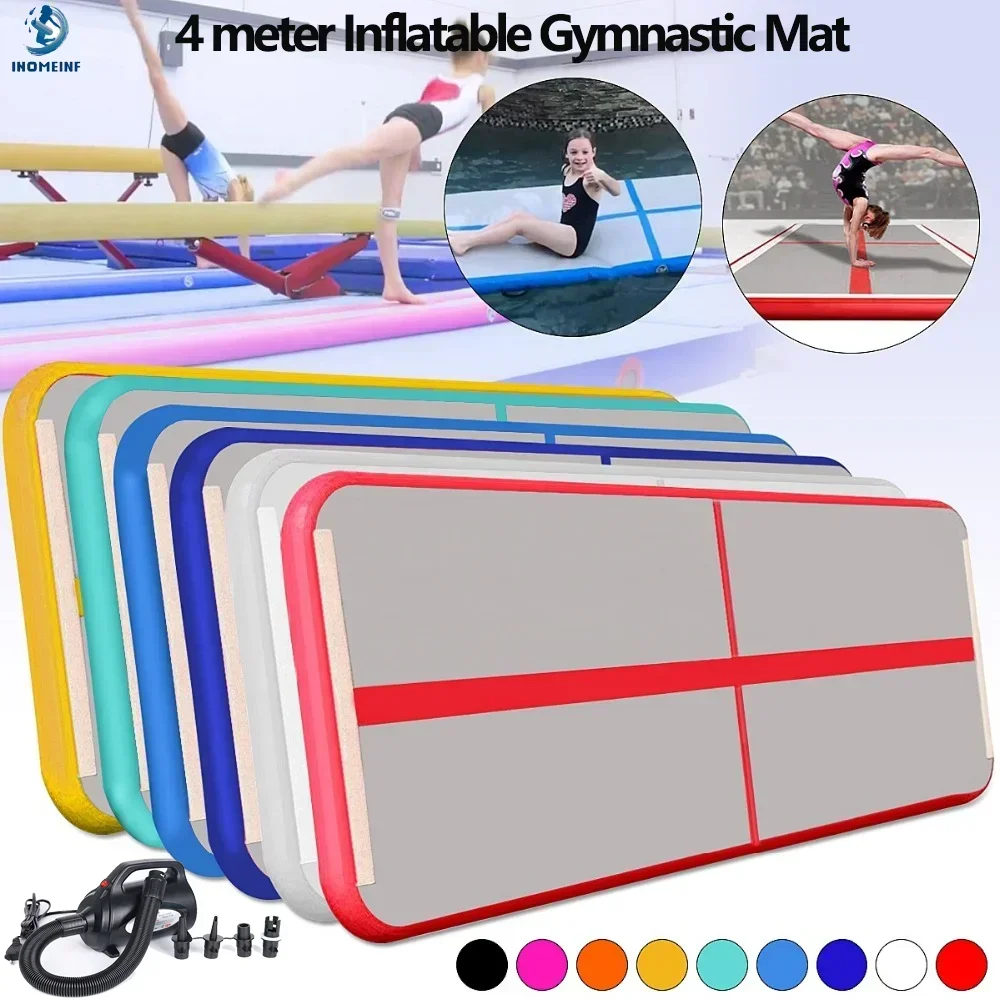 400*100cm Durable Inflatable Yoga Mat Air Floor Mattress Yoga Mat Home Use Professional Training Sports GYM Mat with Pump Set