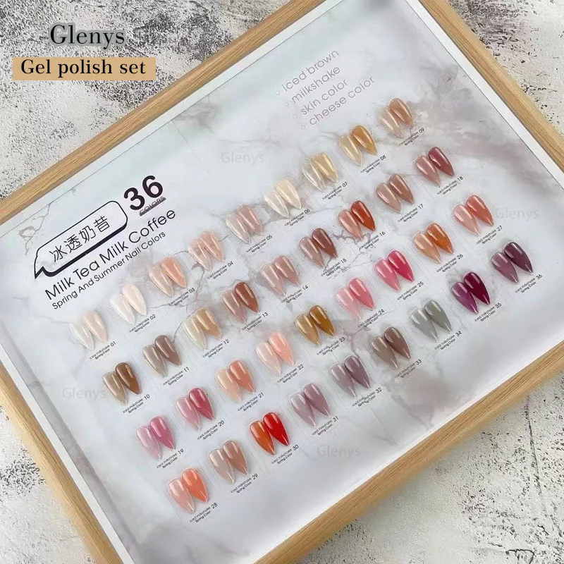 Glenys 36 pcs Crystal gel nail polish Gel Set Semi Persistent Polishing Soaking gel UV Nail Art nail polish Set